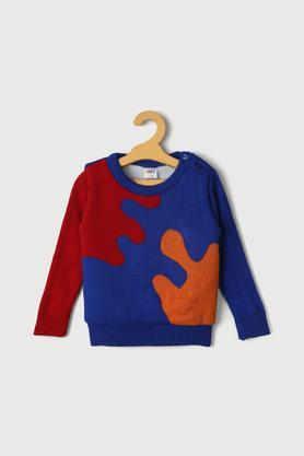 color block acrylic regular fit infant boys sweater - multi