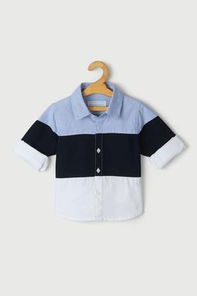 color block cotton collared infant boys shirt - multi