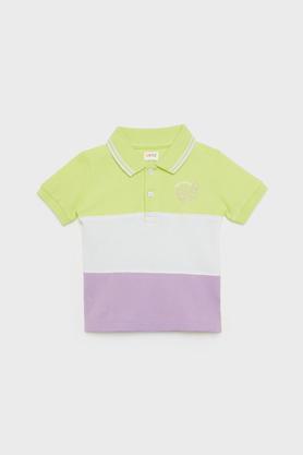 color block cotton polo infant boys t-shirt - multi