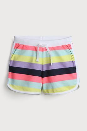 color block cotton regular fit girls shorts - multi