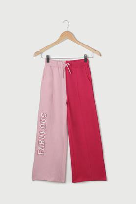 color block cotton regular fit girls track pants - blush