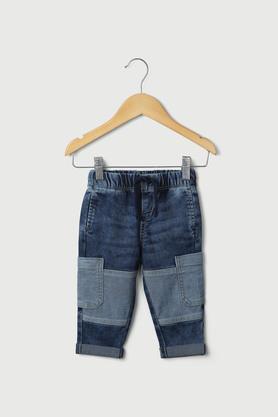 color block denim regular fit infant boys jeans - mid stone