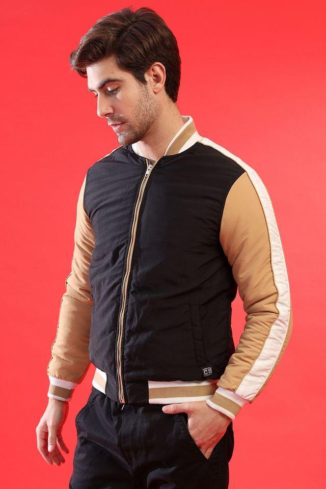 color block nylon regular fit mens jacket