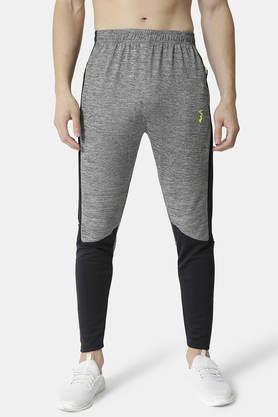 color block polyester regular fit men's track pants - multi