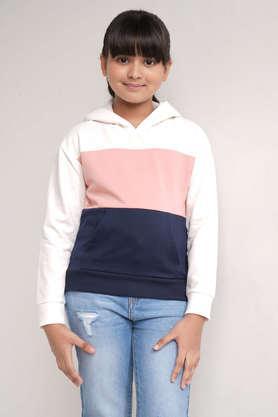 color block polyester straight fit girls sweatshirt - multi