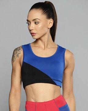color-block sports bra