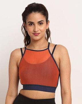 color-block sports bra