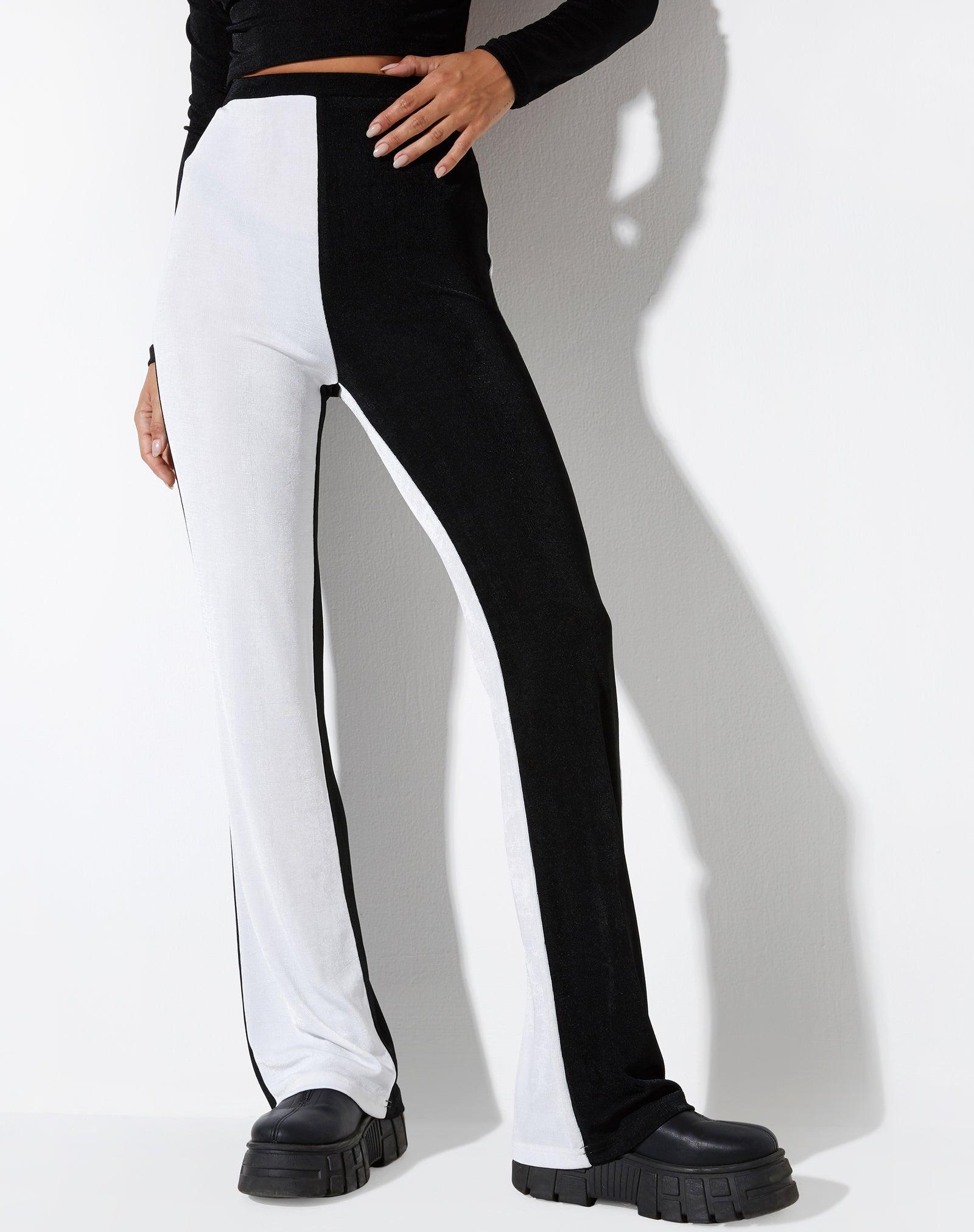 color block trouser in lycra black & white