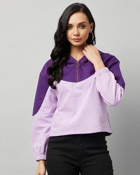 color-blocked full sleeves hoodie