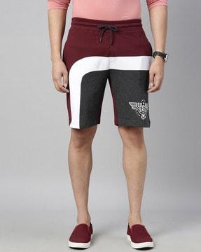 color-blocked regular fit shorts