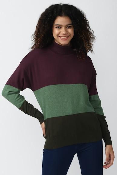 color blocked regular fit sweaters