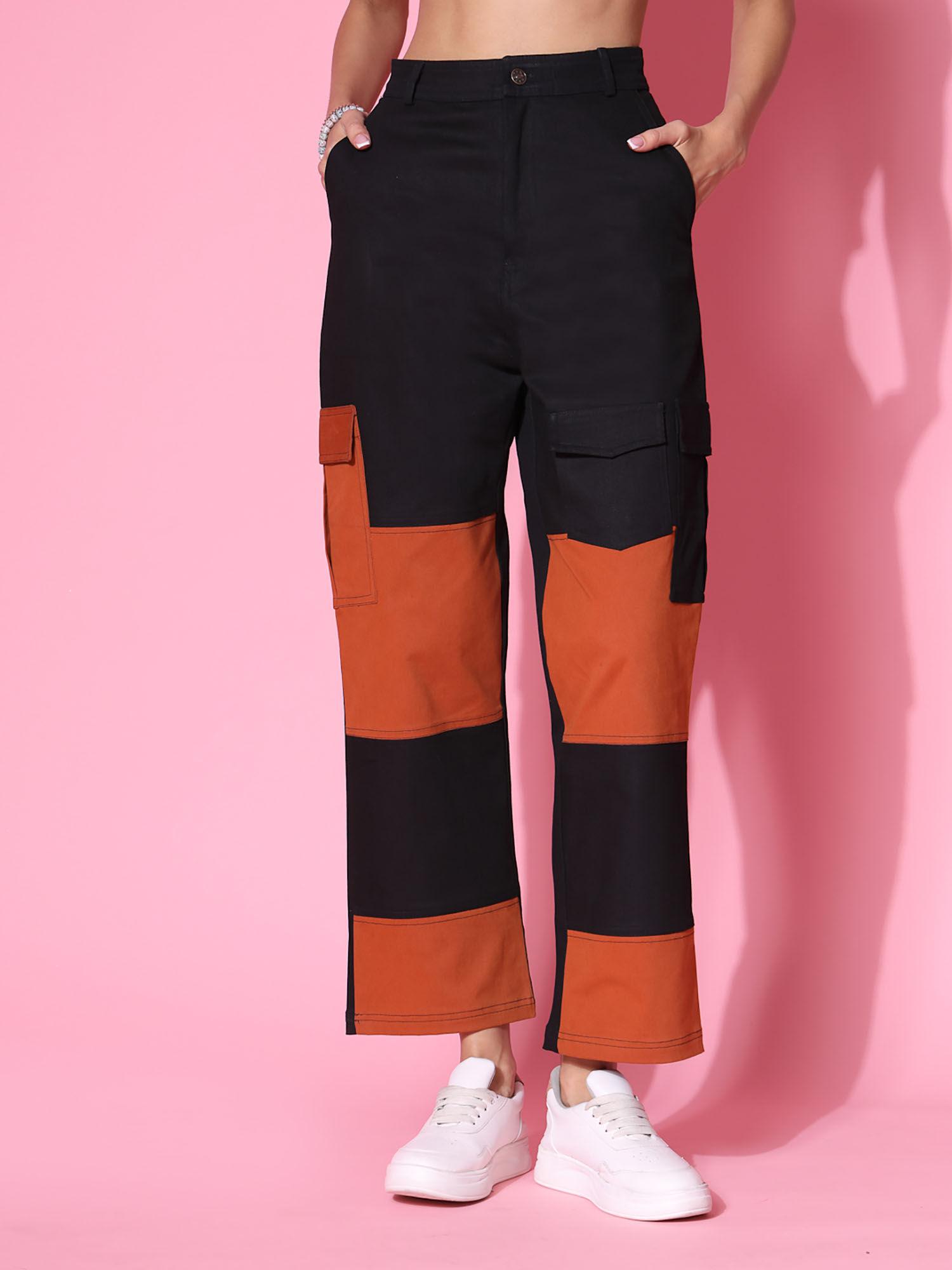 color blocked straight fit pant