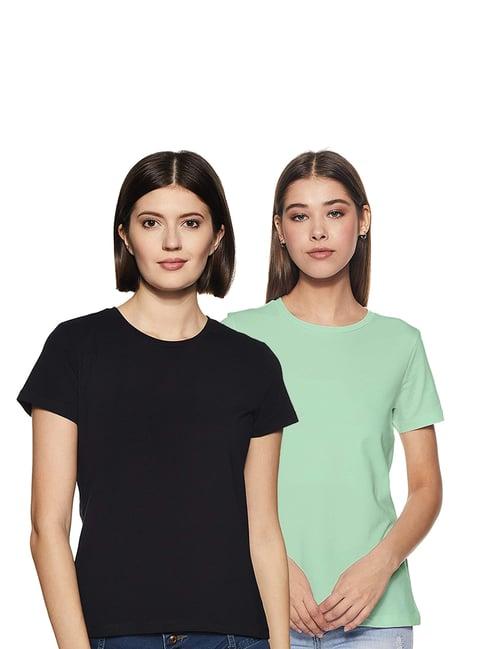 color capital black & green regular fit t-shirt (pack of 2)
