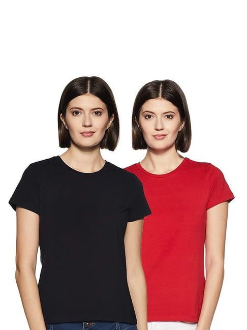 color capital black & red regular fit t-shirt (pack of 2)