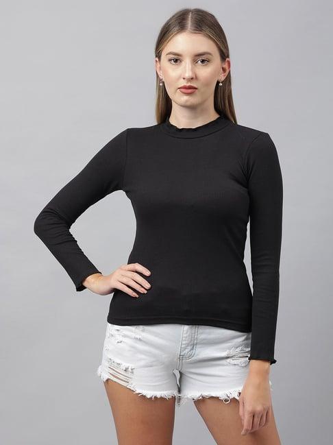 color capital black cotton slim fit top