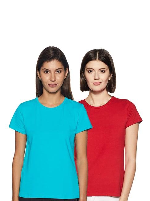 color capital blue & red regular fit t-shirt (pack of 2)