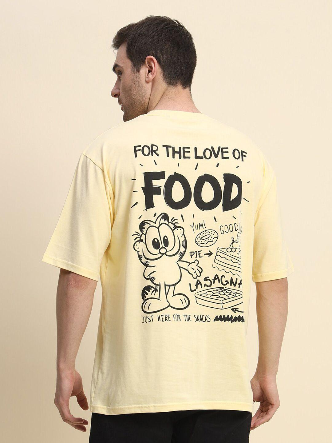 color capital garfield printed round neck applique oversized cotton t-shirt