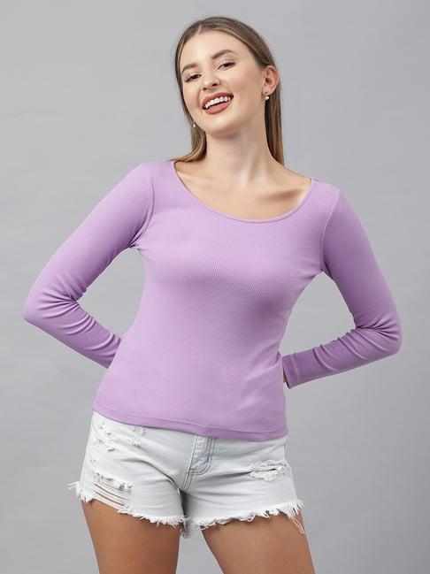 color capital lavender cotton slim fit top