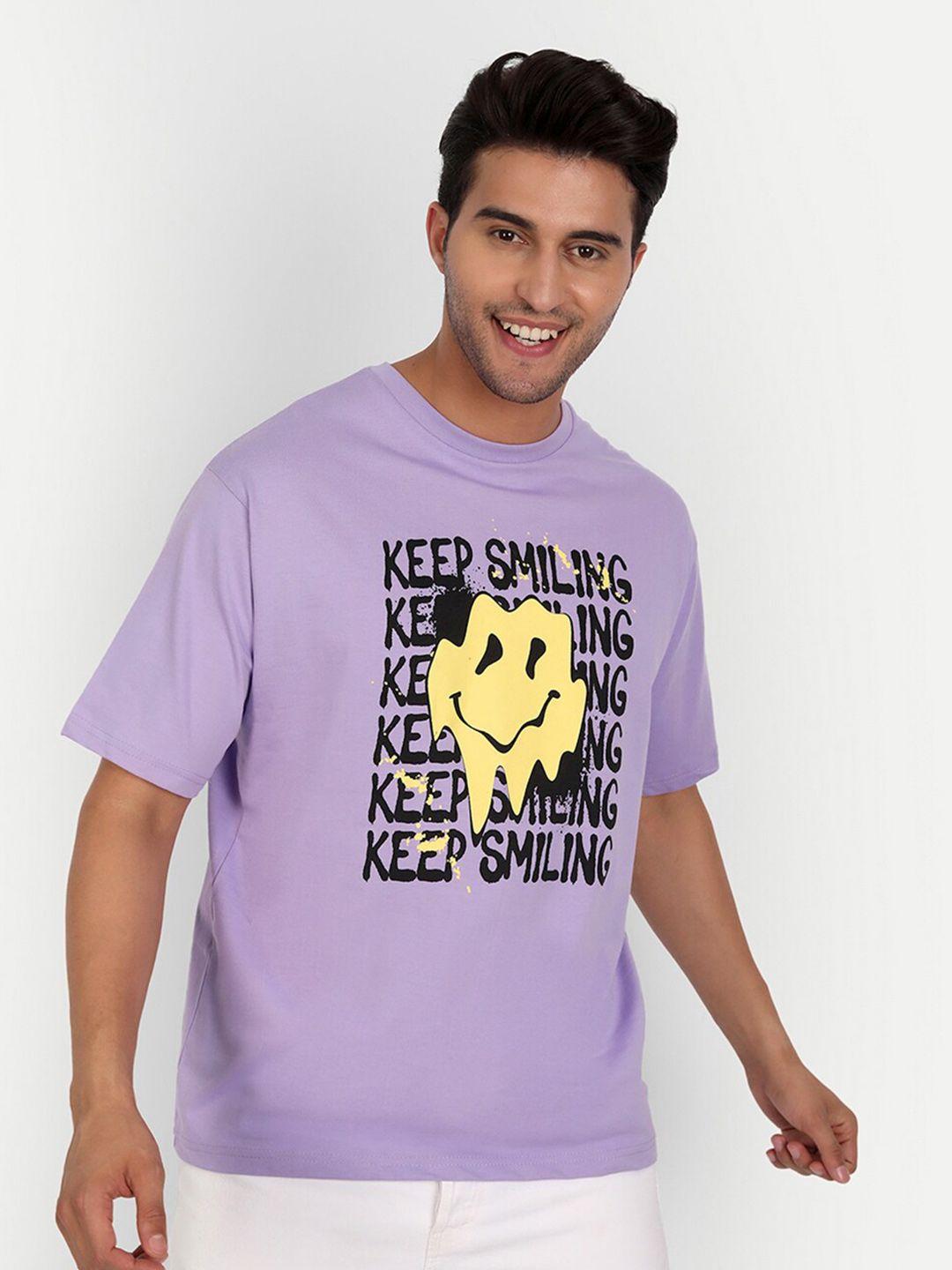 color capital men lavender typography printed pure cotton t-shirt