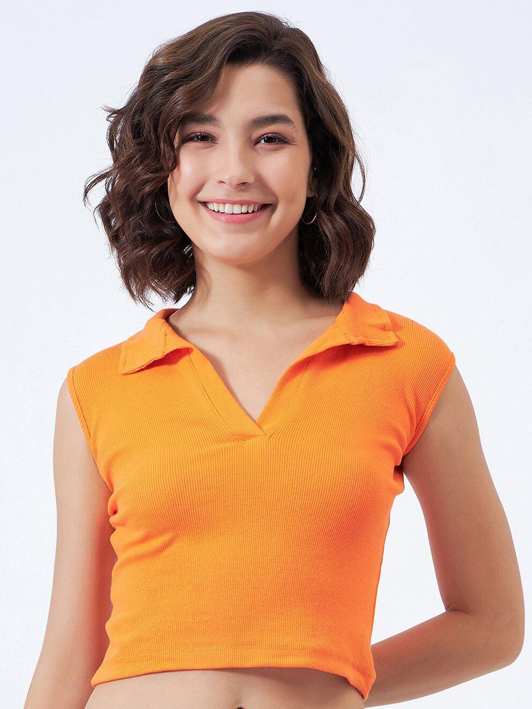 color capital orange cotton crop top