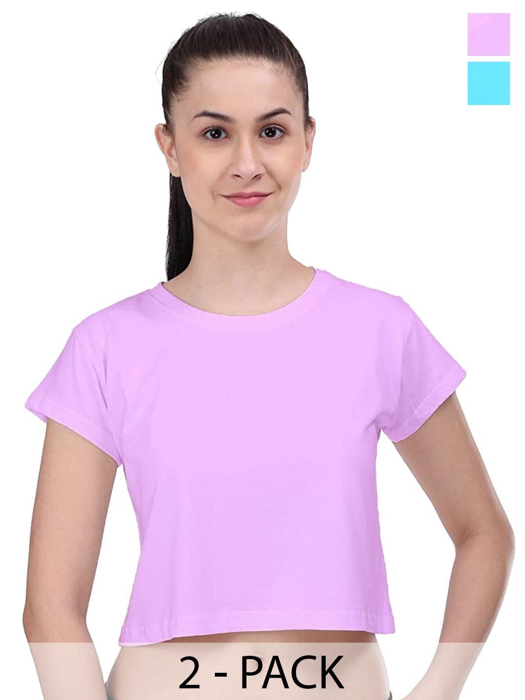 color capital pack of 2 short sleeves cotton crop top