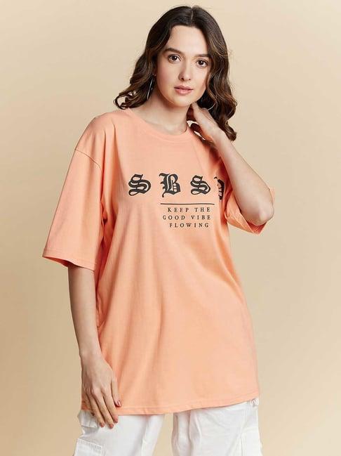 color capital peach graphic print oversized t-shirt