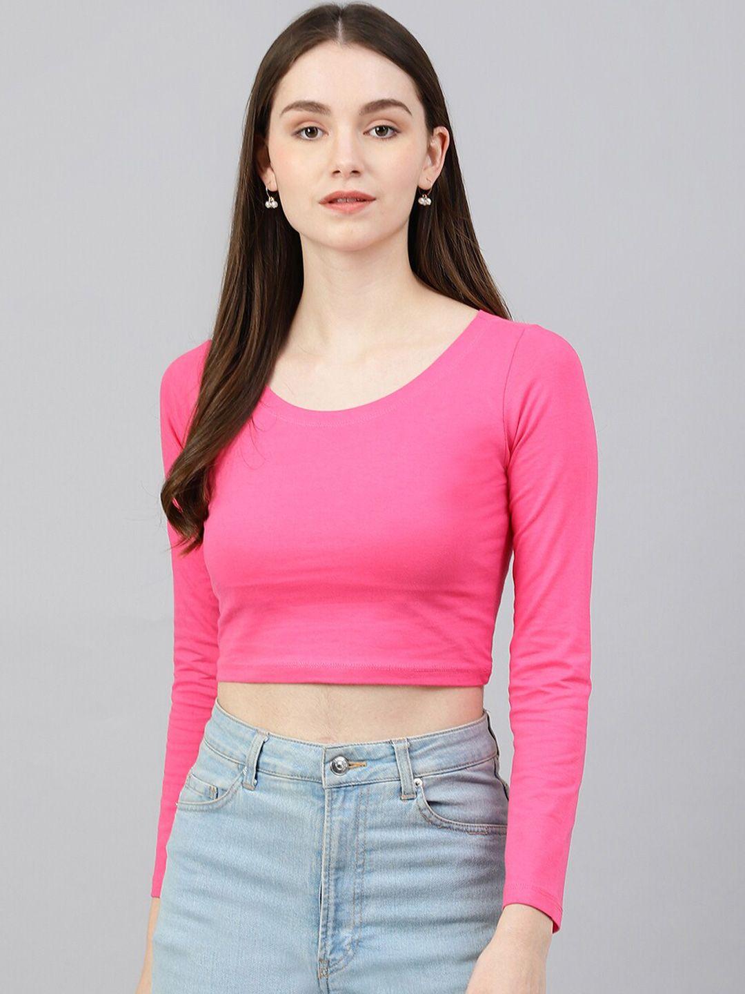 color capital scoop neck fitted crop top