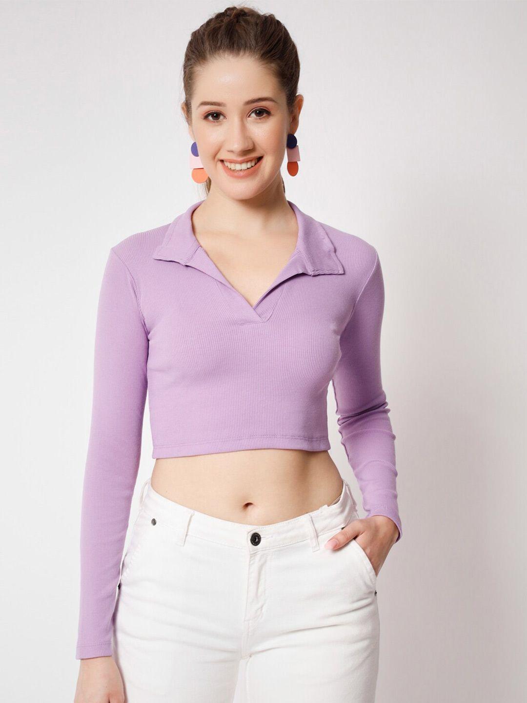 color capital shirt collar fitted cotton crop top