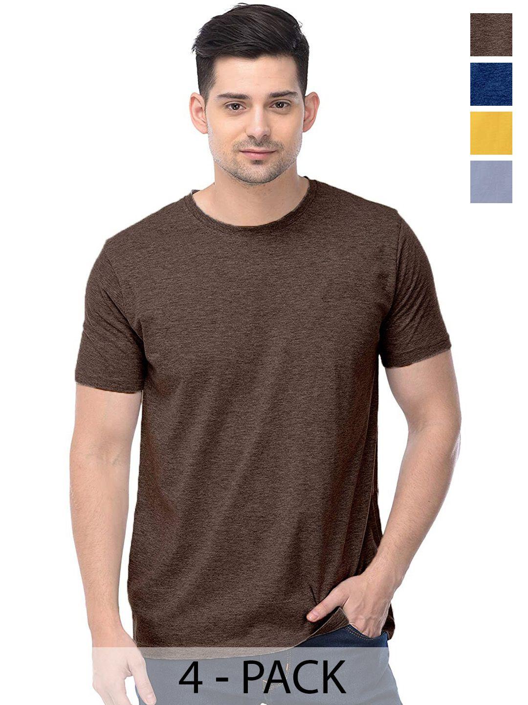 color capital unisex pack of 4 round neck cotton t-shirt