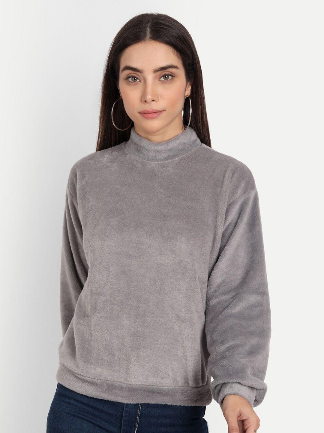 color capital women's grey solid fur top