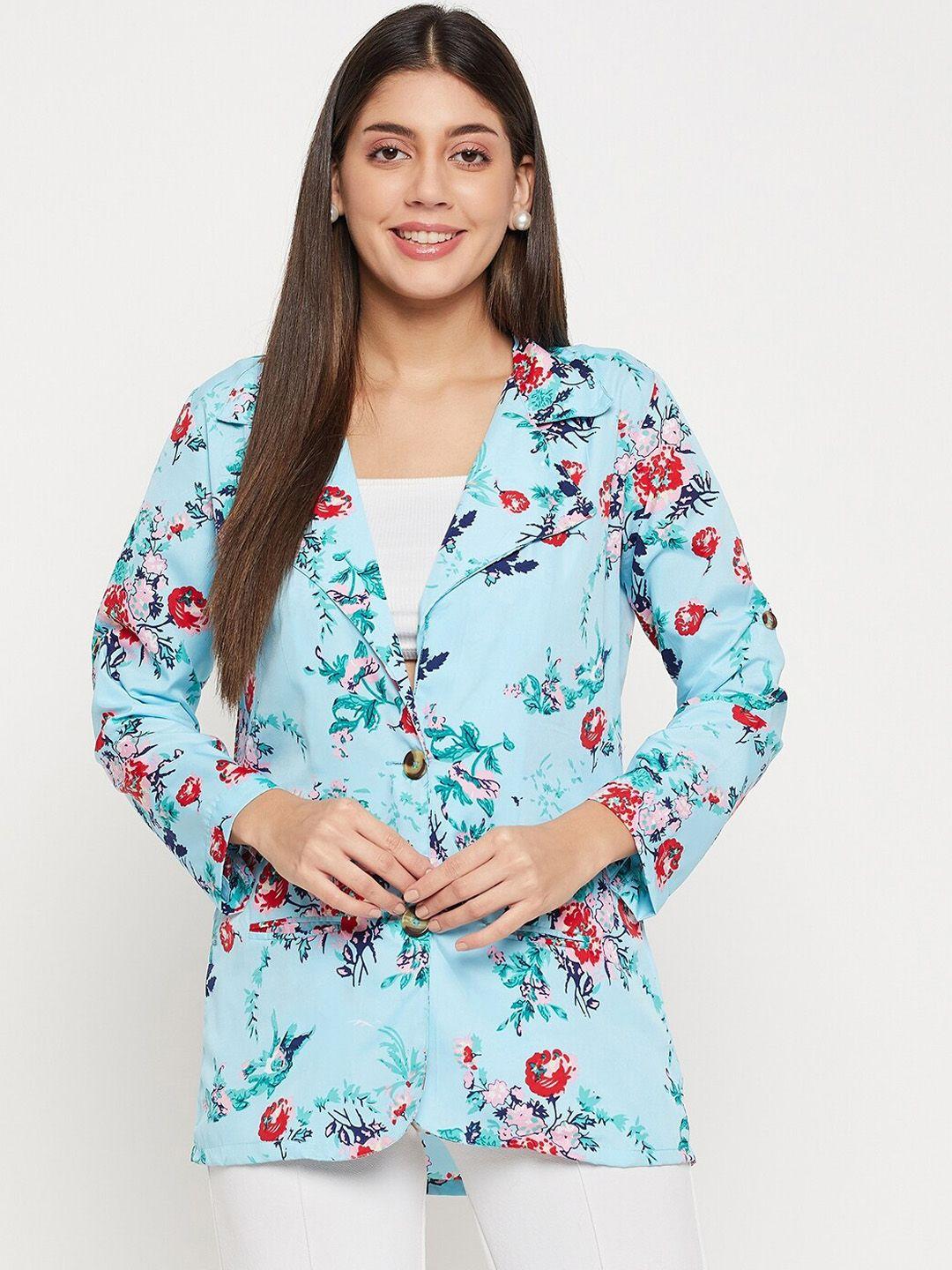 color cocktail floral printed single breasted notched lapel pea coat