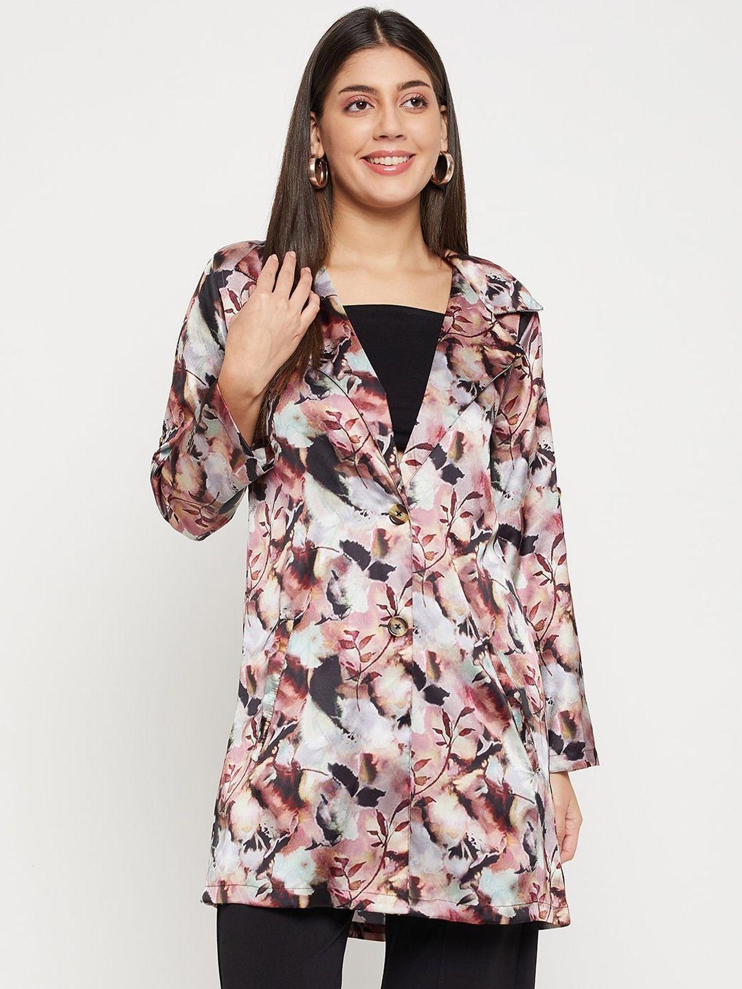 color cocktail floral printed single breasted notched lapel trench coat
