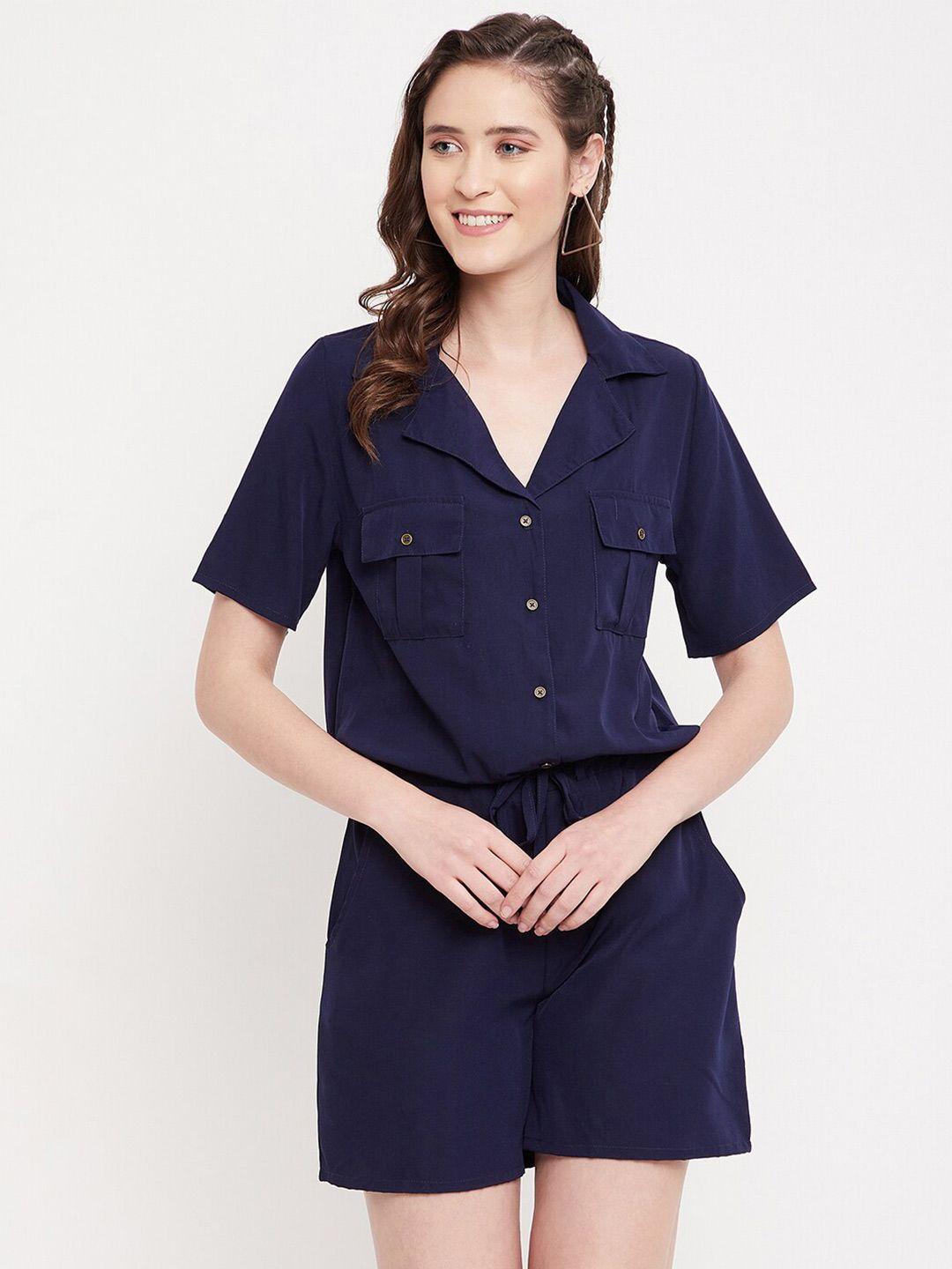 color cocktail navy blue basic jumpsuit