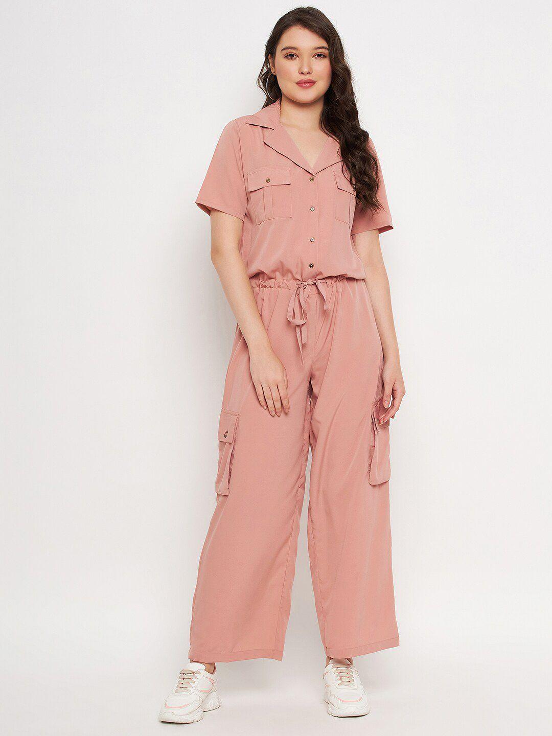 color cocktail shirt collar jumpsuit