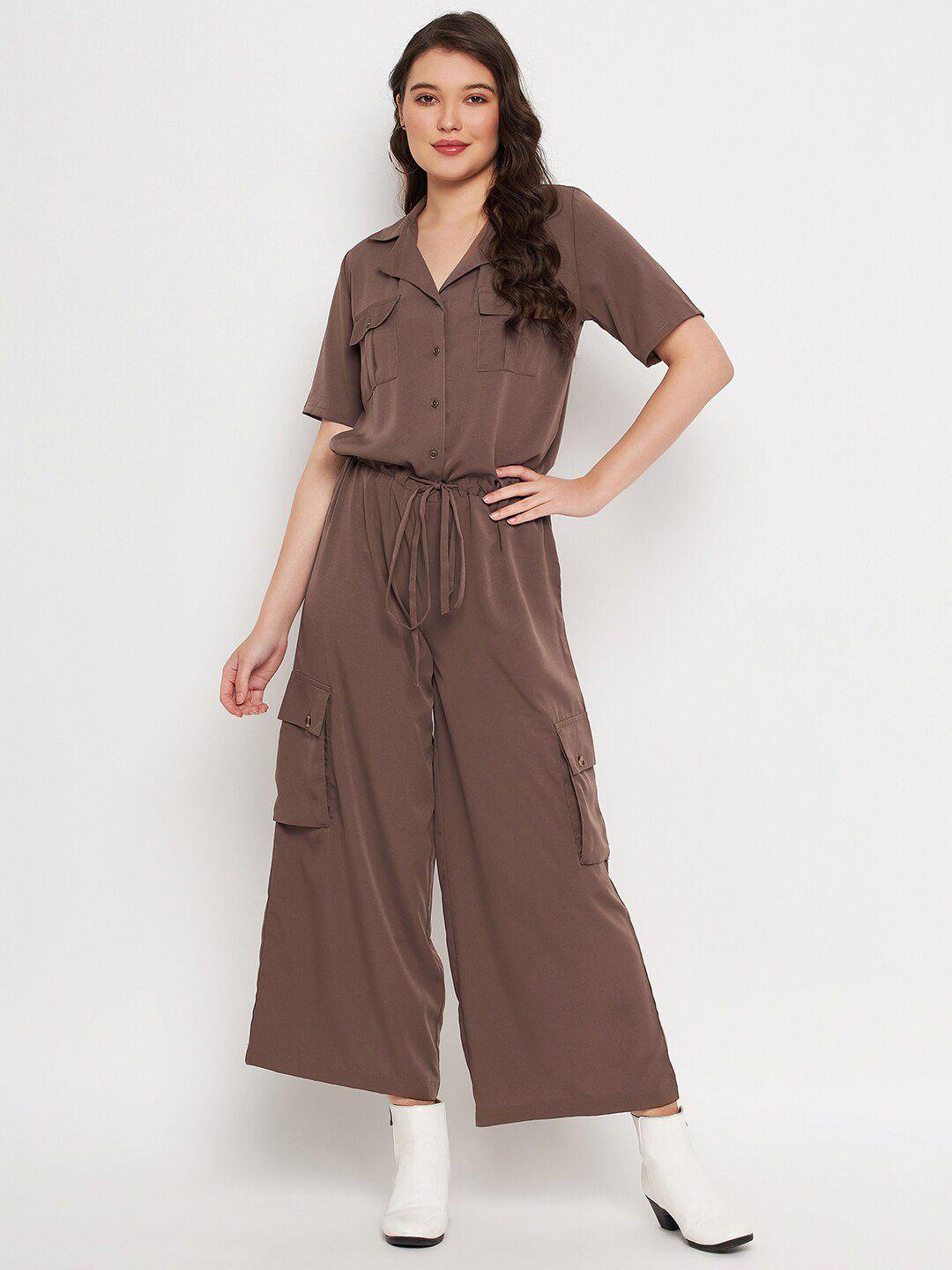 color cocktail shirt collar jumpsuit