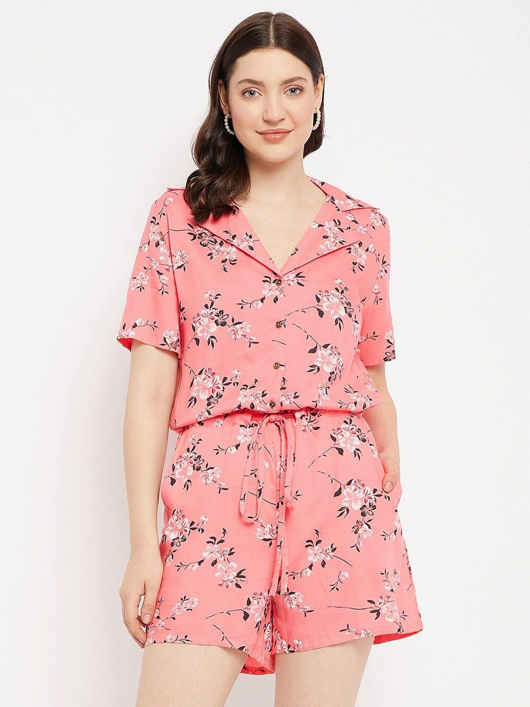 color cocktail spread collar printed jumpsuit