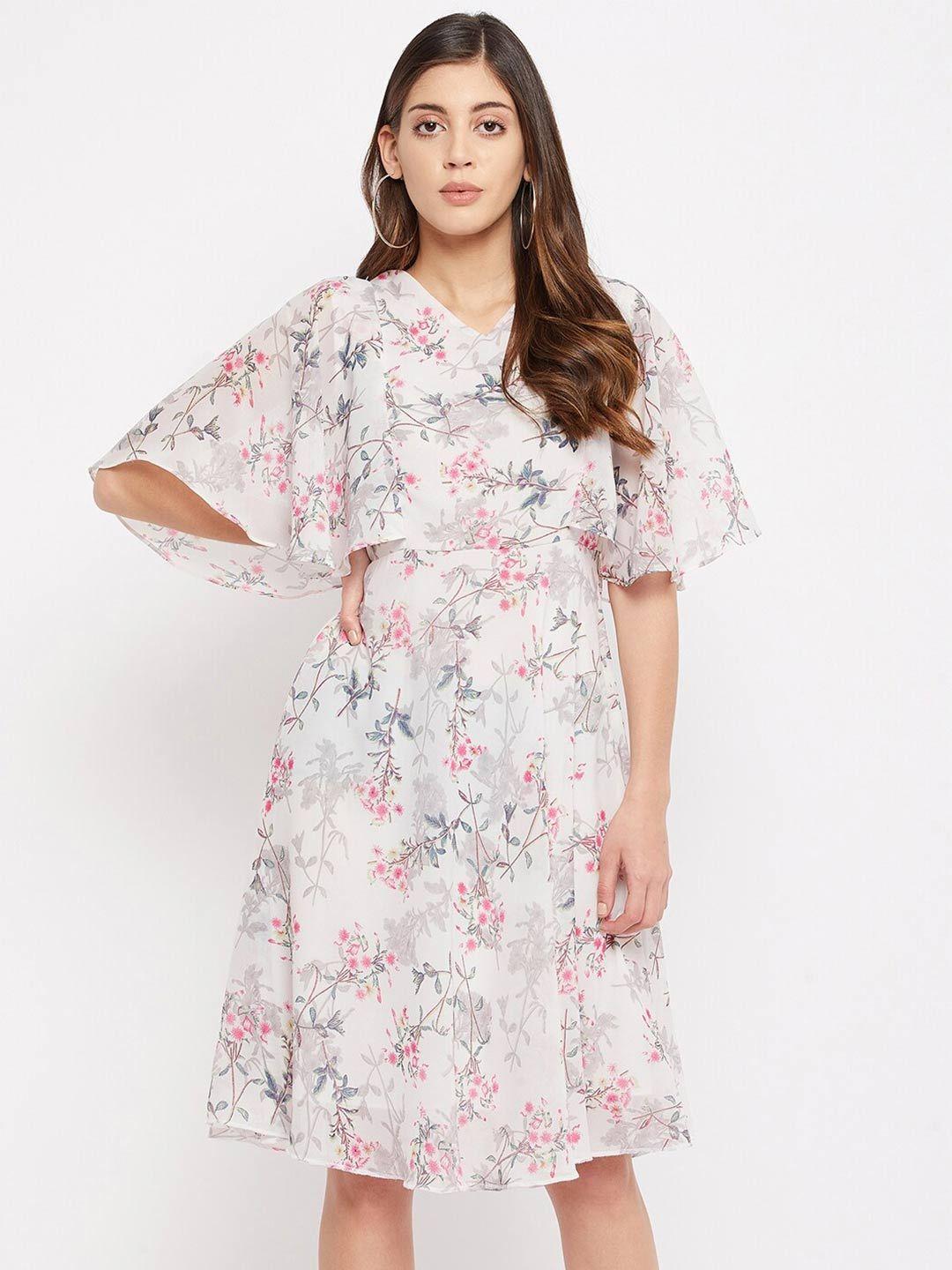 color cocktail women off white floral printed a-line dress