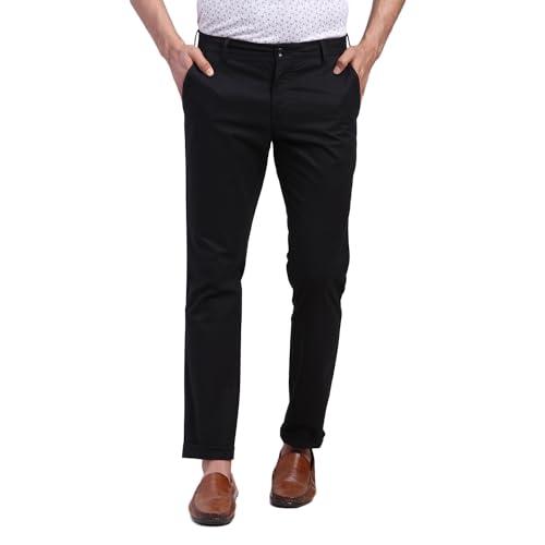 color plus men's super slim fit cotton blend solid piece dyed pattern flat front casual trouser black