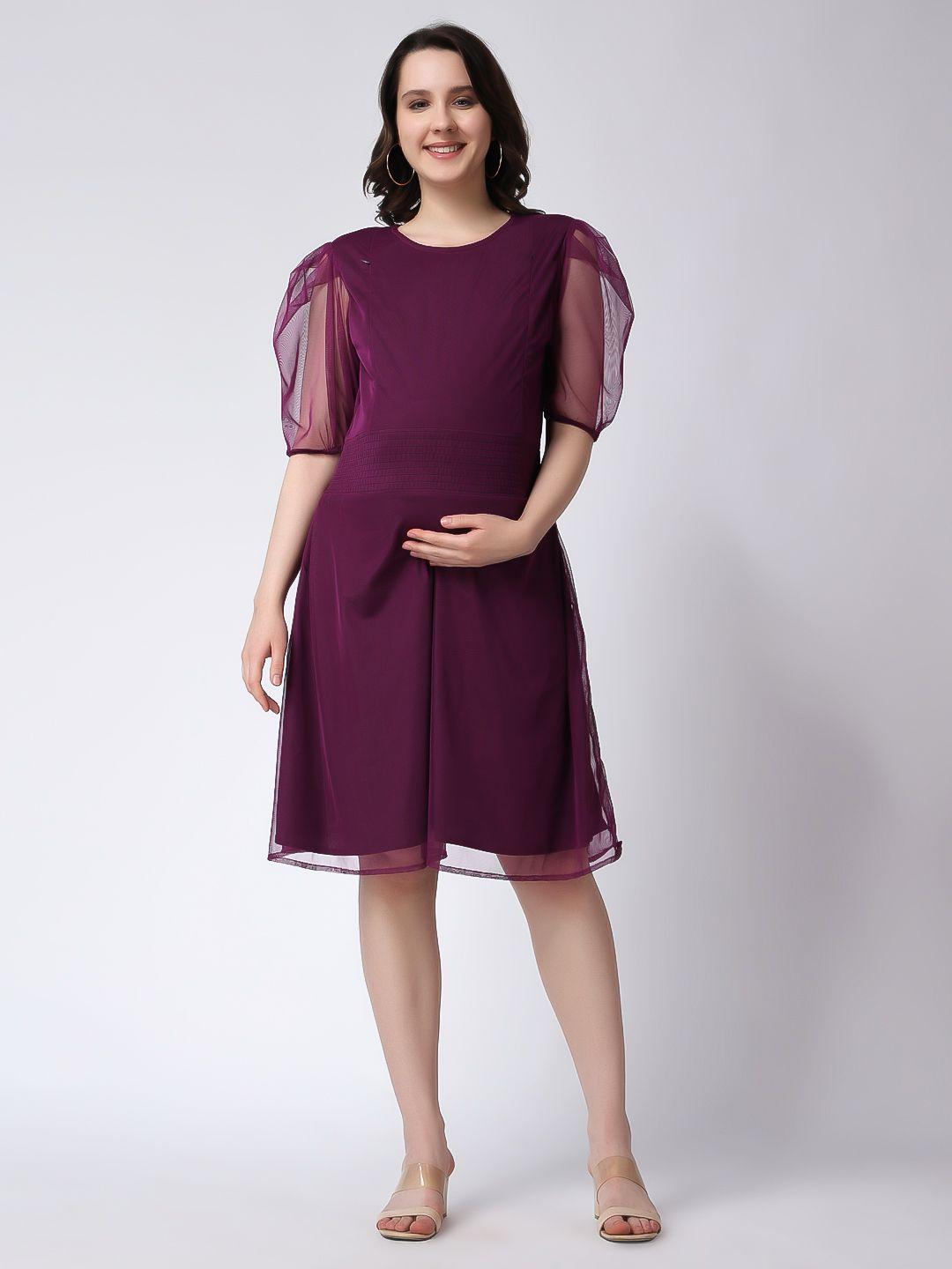 color studio purple maternity fit & flare dress