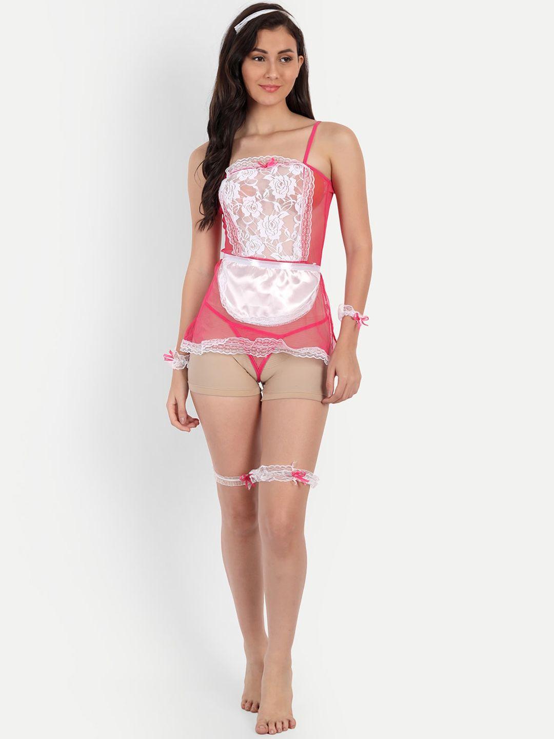 color style pink & white baby doll lounge wear