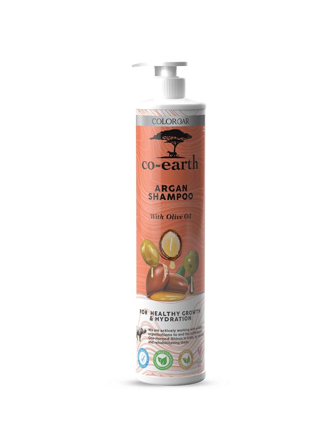 colorbar co-earth argan shampoo with olive oil for healthy growth & hydration - 300ml