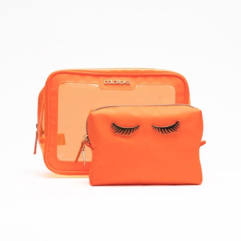 colorbar lips & lashes box pouch - neon orange (set of 2)