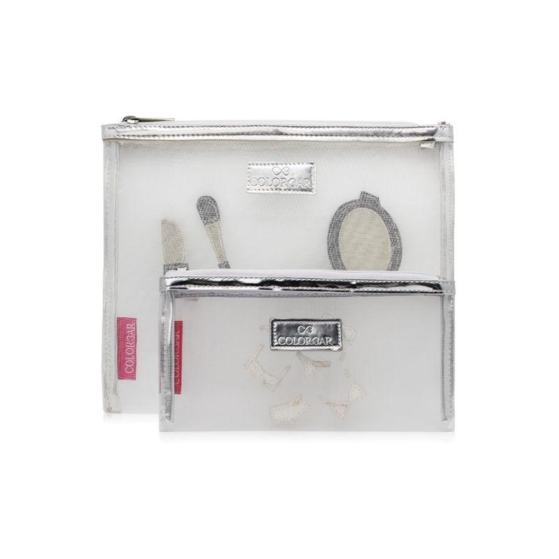colorbar mesh white pouch - set of two