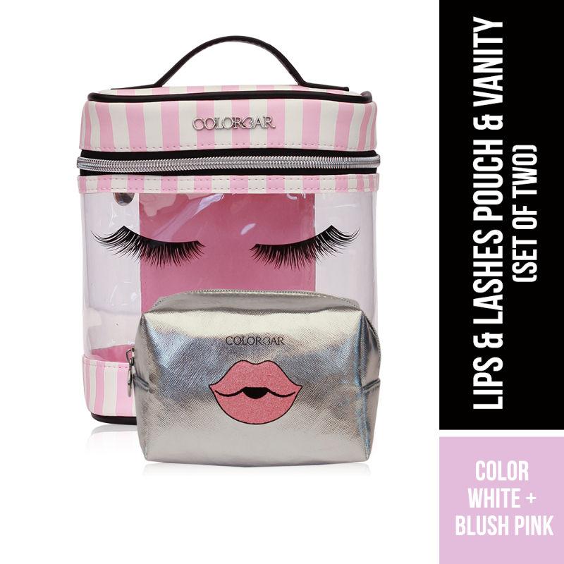 colorbar pouch lips & lashes pouch & vanity (set of 2) - white + blush pink