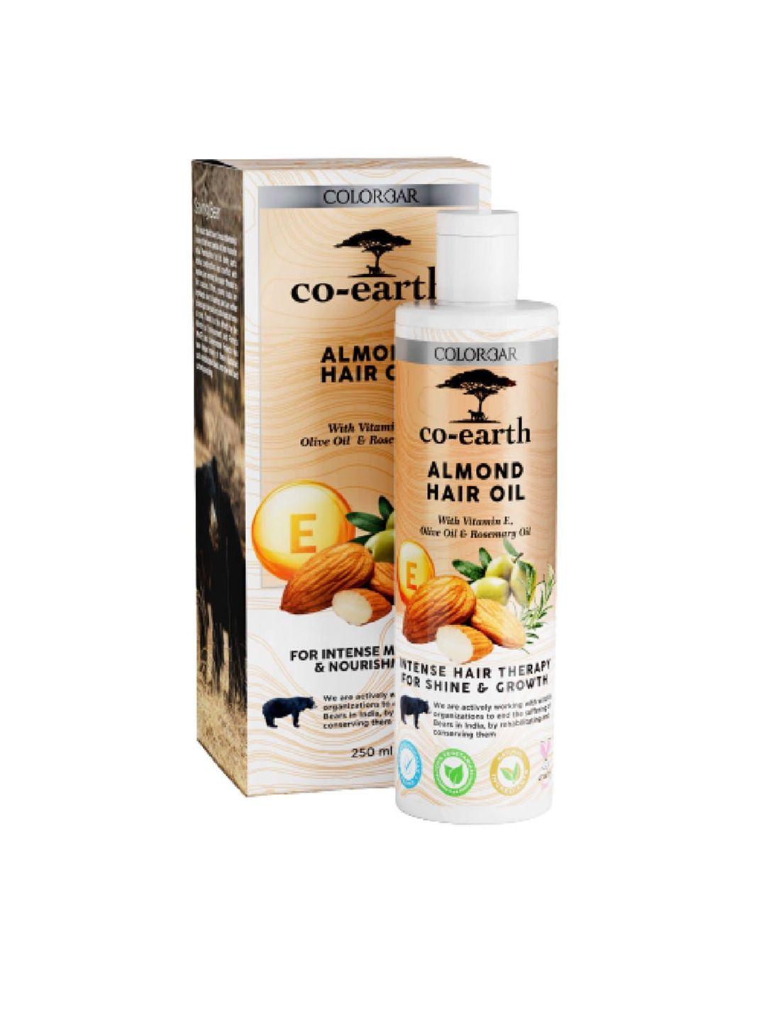 colorbar co-earth almond hair oil with vitamin e & olive oil for shine & growth - 250ml