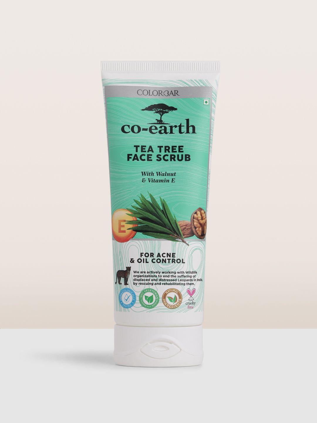 colorbar co-earth tea tree face scrub with vitamin e & walnut - 100 g