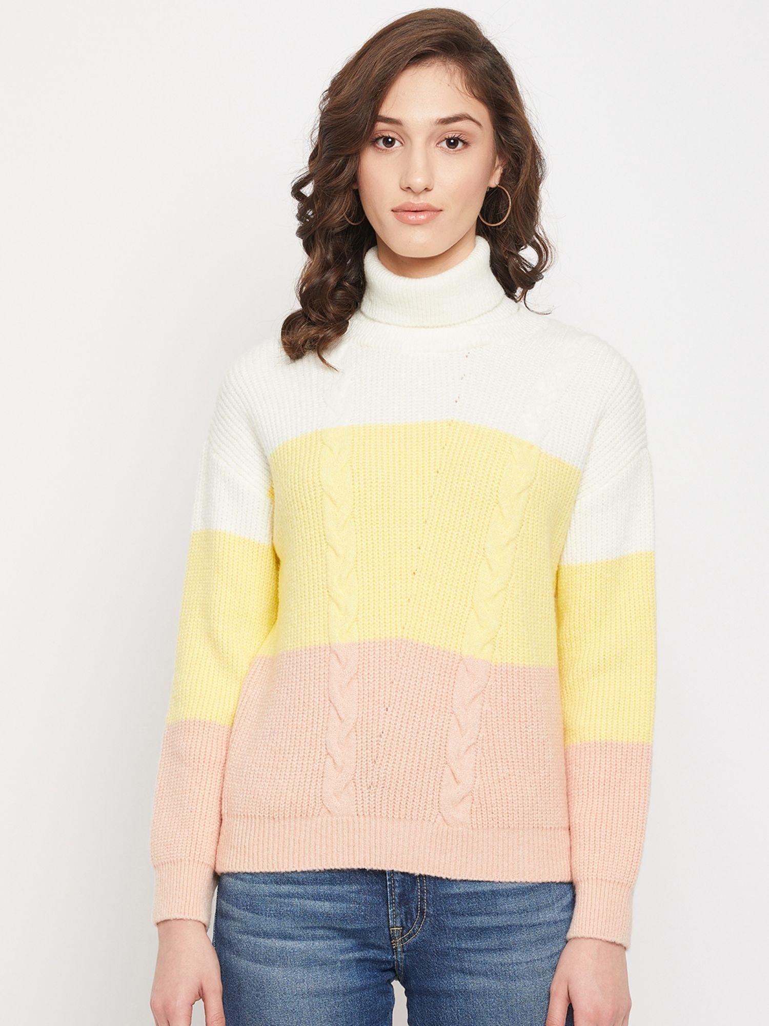 colorblock off white sweater