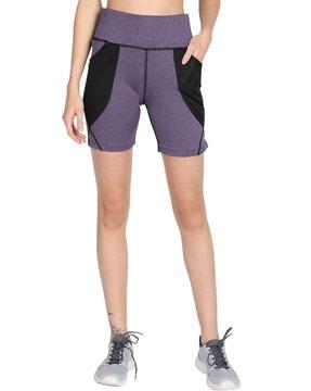 colorblock bermuda shorts with insert pockets