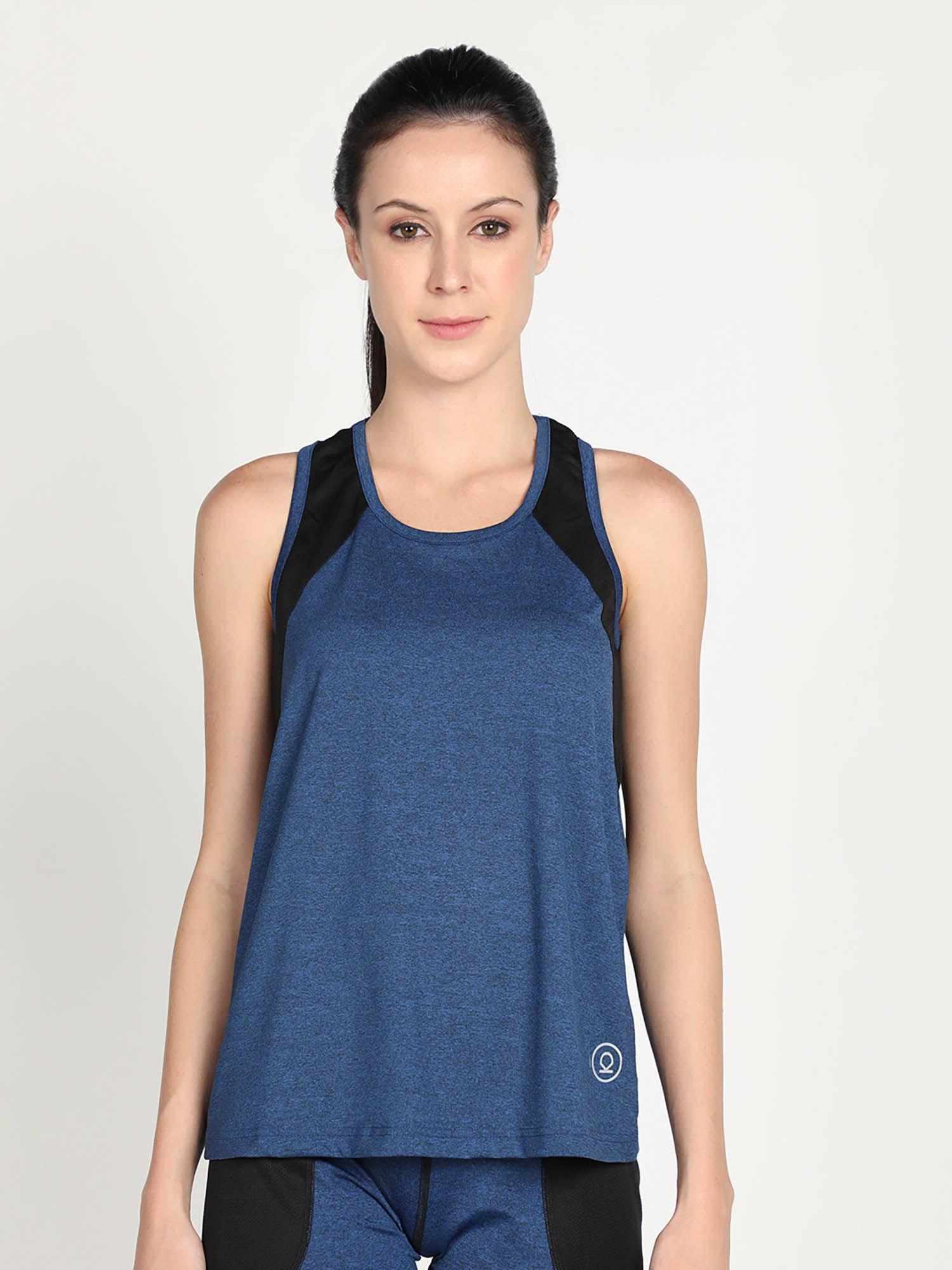 colorblock blue women sleeveless sports tank top