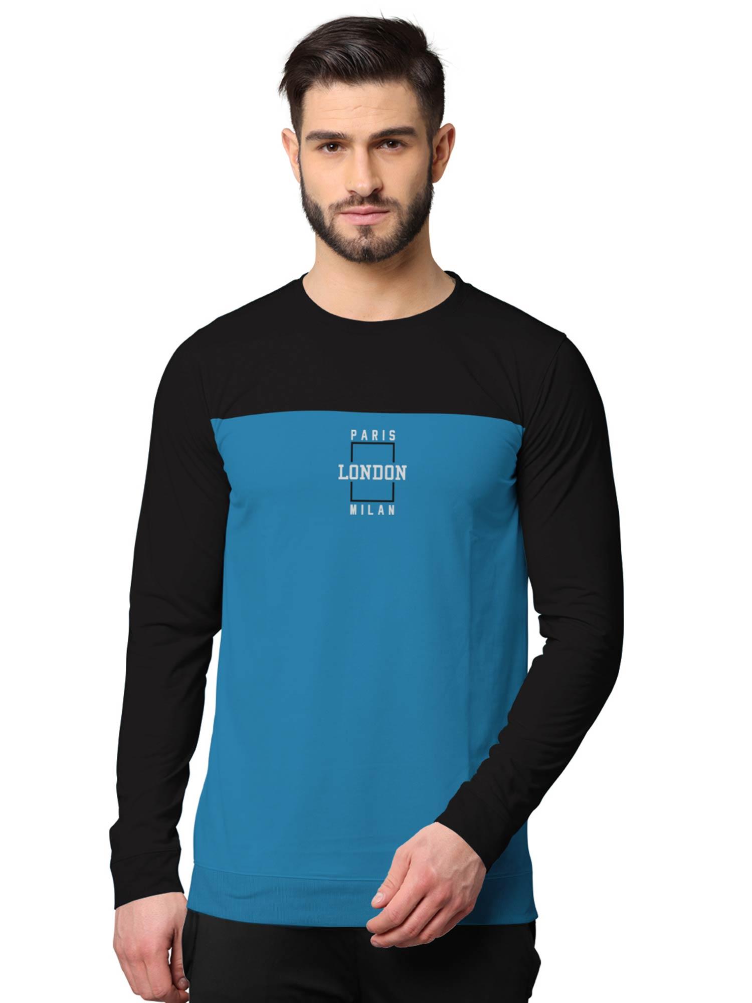 colorblock full sleeve sweatshirts for men black and blue